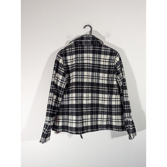 Woolrich Black White Plaid Peacoat Jacket Preppy Wool Blend Women Size S - Picture 2 of 10